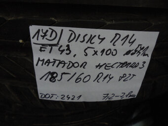 Disky Škoda + pneu 185/60 R14 letné č.17d - 2