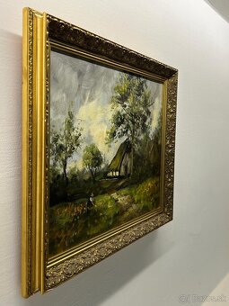 Olejomaľba chalupky s dievčatkom - 2