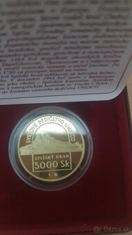Zlatá pamätná minca 5000 Sk Spišský hrad proof 1998 - 2