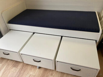 Nova IKEA SLÄKT postel s 3 zásuvkami a matracom - 2