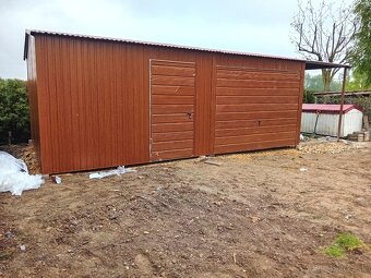Plechová garáž ELEGANT 7×4 m + prístrešok 2×4 m - 2