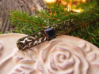 Strieborná brošňa s markazitmi, Ag 835 - 2