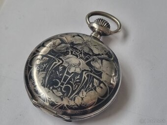 Strieborné, vreckové hodinky,Roskopf.. - 2