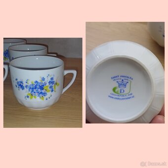 Nezábudky- sada 6 hrnčekov, porcelan Dubí - 2