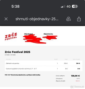 Predávam 1x lístok na ZRCE Festival 2025 - 2