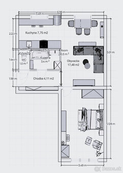 Predaj 2 izbový tehlový byt v pôvodnom stave Národná trieda - 2