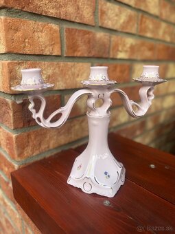 Ruzovy porcelan Chodov svietnik - 2