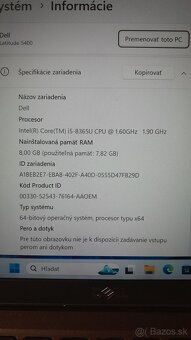 Dell 5400 -i5 8365u, 8GB RAM, 256GB SSD - 2