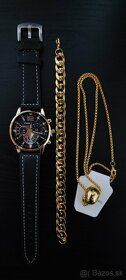 Zlaté pánske hodinky s náramkom a náhrdelníkom - 2