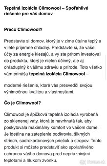 Predám tepelnú izoláciu Climwool 039 - 2