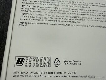 NOVÝ Apple iPhone 15 Pro 256 GB Black Titanium - 2