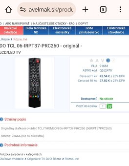 TCL originál dialkové ovládanie - 2