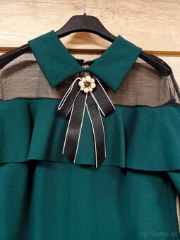 Elegantné krátke zelené šaty - 2