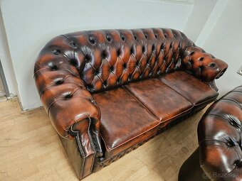 CHESTERFIELD ŠTÝL,HRUBO-KOŽENÁ SEDAČKA/PEKNÁ/3+2+1 - 2