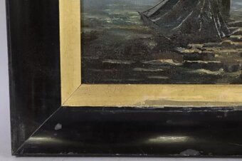 Predám starožitnú olejomalbu na plátne 50cm x 37cm ,,Prístav - 2