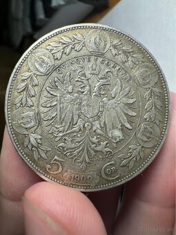 Striebro 5 Korún 1909 Franc Jozef - Schwartz - 2