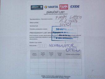 Akumulátor FIAMM - nepoužitý, - 2
