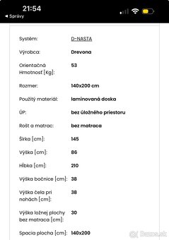 postel 140x200, dub sonoma - 2