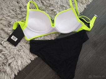 Dvojdielne plavky push up. S/36 neón žltá + čierna - 2