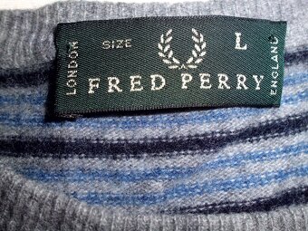 Fred Perry pánsky vlna sveter pásik L-M - 2