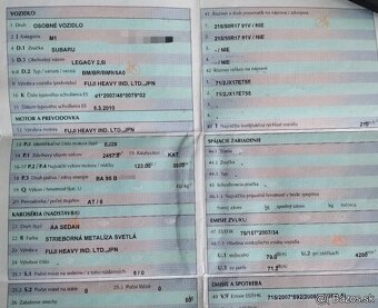 SUBARU LEGACY 2.5 AWD 2010 predám MOTOR EJ25, PREVODOVKA AUT - 2