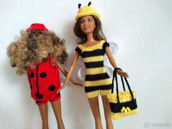 Oblečenie šaty rolák kožuch nohavice čiapky na bábiky barbie - 2