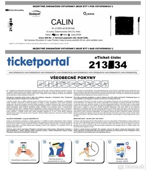 Predám 2 lístky na CALINA 01.12.2025 o2 aréne Prahe. - 2