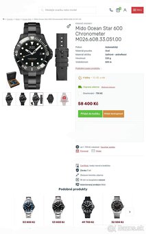 Mido model Ocean Star 600 Chronometer set, originál hodinky - 2