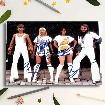 ABBA, 30x45 cm, plátno, tisk, autogram - 2