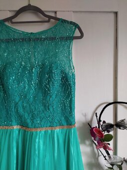 Dámske dlhé tyrkysové spoločenské šaty - 2