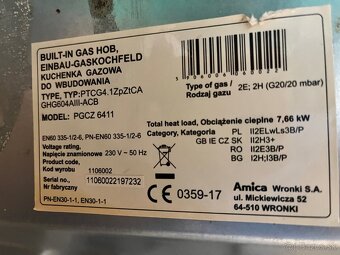 Plynova varna doska Amica - 2