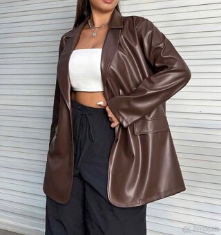 Nové nenosené dámske koženkové sako - 2