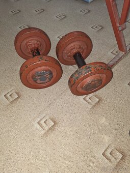 Činky zelezo , 8kg, lavička. - 2