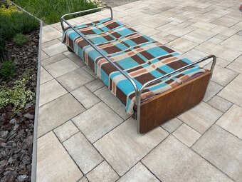 Predám retro posteľ - gauč, chróm, leštená ohýbaná trubka - 2