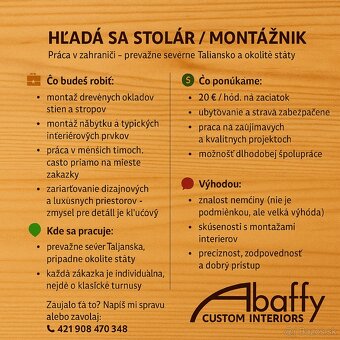 🛠️ HĽADÁ SA STOLÁR / MONTÁŽNIK - 2