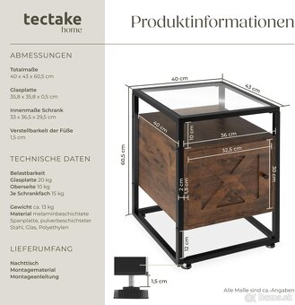 Nočný stolík tectake® – nový - 2