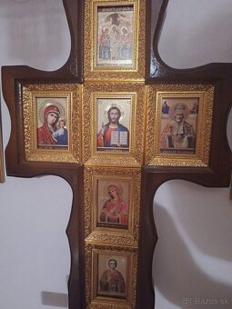 Nástenný drevený kríž s ikonami - 2