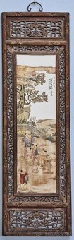 Čínsky porcelánový panel s maľbou detí - 2