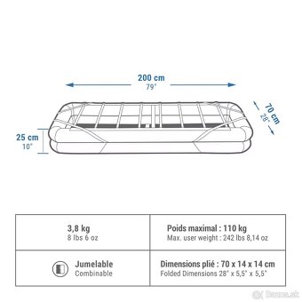 QUECHUA Nafukovacie kempingové lôžko Camp Bed Air 4ks - 2