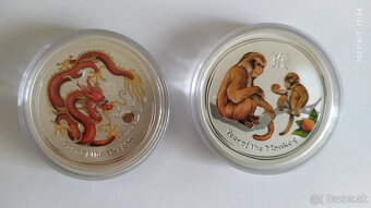 Lunárna séria II. 2012 drak a 2016 opica 1 oz farebné - 2
