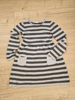 2x Saty H&M 122/128 pasiky, unicorn 128/134 sive ff - 2