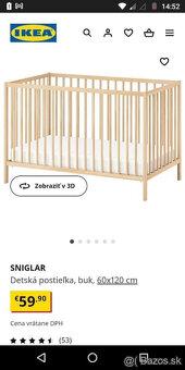Detska postielka ikea, 2 vysky nastavenia rostu - 2