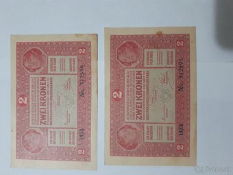 Bankovky 2 korona 1917 seriaA, nad 7000 a klasicke - 2