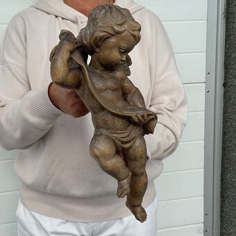 Veliká socha dřevěný krásný anděl 41cm - 2