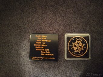 zlato striebro minca Malta 2024 -pozlátená čierna - 2