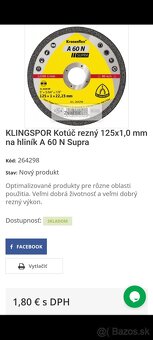 Zváranie, brúsenie, rezne kotuce 1mm 1.5mm 2mm 2.5mm - 2