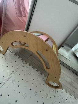 Drevená montessori hojdačka 5v1 - pastel - 2