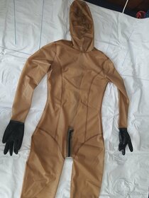 Celotelový latexový oblek catsuit telovo transparentny s kuk - 2