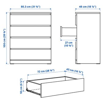 2x komoda Malm Ikea biela - 2