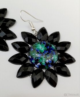 Handmade náušnice, čierne - 2